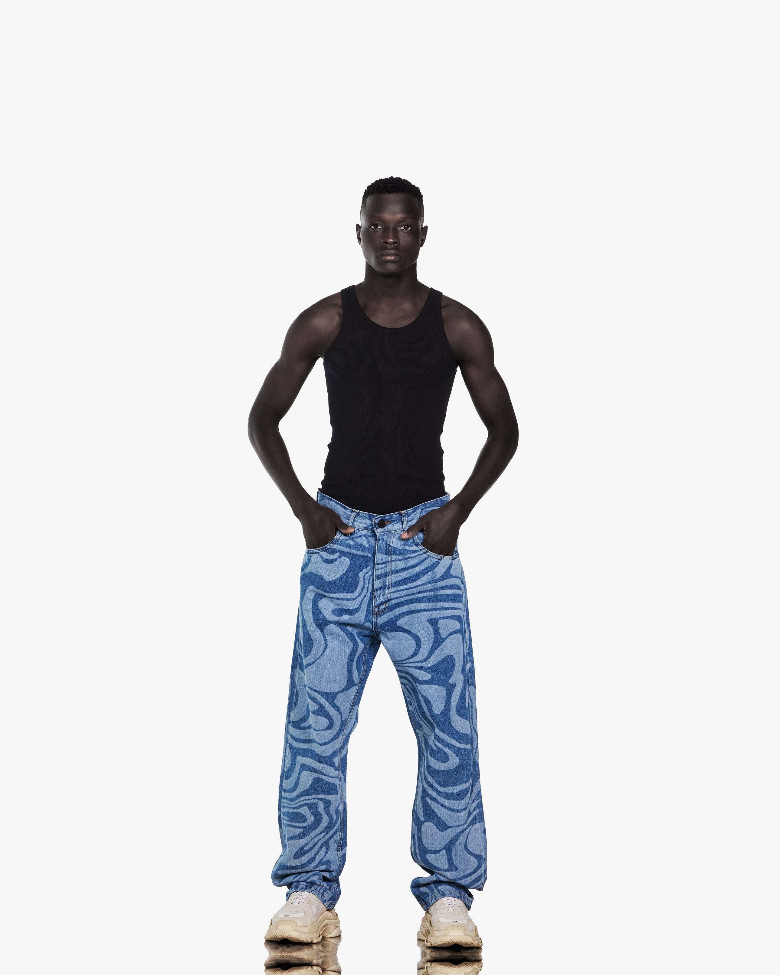 StreetWear Lost Printed Baggy Fit Jeans